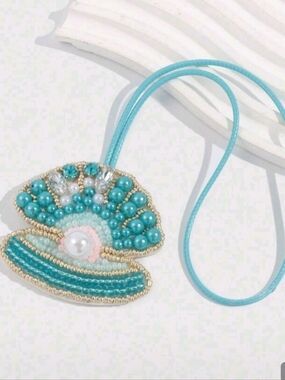 Beaded Turquoise Shell Bag Charm